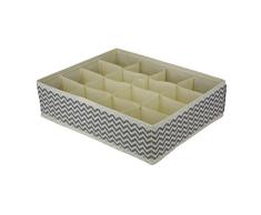 Rebecca Srl Organizador cajones Cesta de almacenaje Gris Beige 16 Bolsillos Tela Practico Ropa interior Armario (Cod. RE4738)