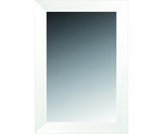 Lienzos Levante Espejo de Pared para Baño o Recibidor, Madera, Blanco Brillo, 88 x 67 cm