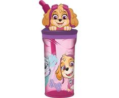 ALMACENESADAN, 4915; vaso figurita 3D con caña reutilizable Paw patrol girl, patrulla canina, skye; capacidad 360ml; producto reutilizable; libre de BPA.