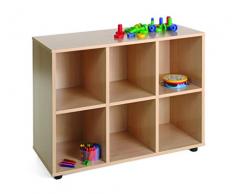 Mobeduc Mueble Infantil Bajo 6 Casillas, Haya, Haya, 90x40x76.5 cm