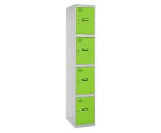 SimonRack SIMONLOCKER Prof. Mon. 4 Doors 1/4 300 GR/VE Taquilla Metalica, Gris/Verde, Grande