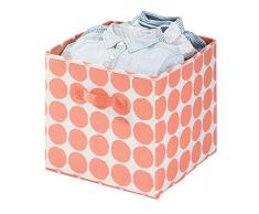 Idesign Tela, Cesta Plegable Mediana En Mezcla De AlgodÃ³n Y PoliÃ©ster Con 2 Asas, Caja Organizadora De Lunares Para Armario, Dormitorio O HabitaciÃ³n Infantil, Naranja, X 33,0 Cm