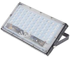 JANDEI - Proyector LED negro 50W, ultra slim, ensamblable, para exterior, brazo pared, techo (Blanco Neutro 4200K)