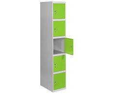 SimonRack SIMONLOCKER Prof. Mon. 5 Doors 1/5 400 GR/VE Taquilla Metalica, Gris/Verde, Grande