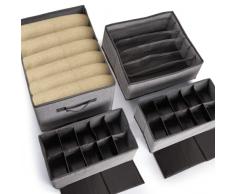 tEEZErshop Organizador de Armario 4 Piezas|Conjunto de Organizador de Cajón Extra Grande con Cartón Estable de PP de 3MM|Caja Plegable de Almacenaje de Cajón para Jeans,Sujetador,Calcetines,Sistema Organizador de Armario(Gris)
