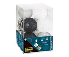 Idena 31019 - Cadena de luces LED con 10 bolas de algodón LED, blanco cálido, funciona con pilas, con función de temporizador de 6 horas, para manualidades y decoración, para fiestas, bodas