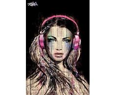 Loui Jover DJ Girl Póster (tamaño Grande), Multicolor