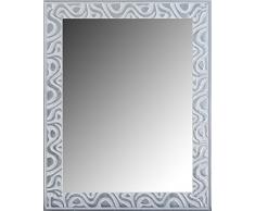 Lienzos Levante Espejo Decorativo baño/recibidor, Madera, Blanco y Plata, 115 x 75 cm
