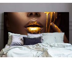 Oedim - Cabecero Cama PVC Labios Textura Dorada 115x60cm | Disponible en Varias Medidas | Cabecero Ligero, Elegante, Resistente y Económico
