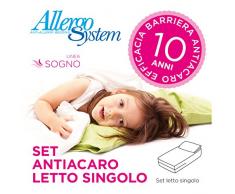 Allergosystem - Juego antiácaros para colchón con Cremallera para Cama Individual, 90 x 200 x 20 cm y 1 Funda de Almohada, 50 x 80 cm, poliéster