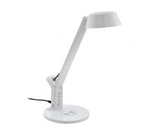 EGLO LED lámpara de mesa Banderalo, de escritorio con estación de carga QI, blanco neutro, regulable, iluminación de oficina de plástico en blanco