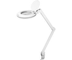Goobay 60362 Lámpara lupa LED con pinza / 9 W de consumo / lente de cristal de 127 mm / temperatura de color 6400 K / 1,75 aumentos / flujo luminoso 83-730 lumen / blanco