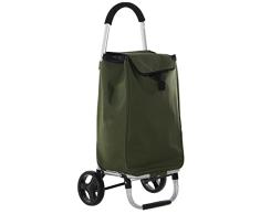 DRW Carro de Compra de Aluminio y Poliéster en Verde 46x36x98cm, Bolsa 36x26x57cm