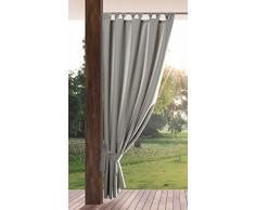 Eurofirany Garden Outdoorvorhäng mit Schlaufenschal- 1 Stk. Abnehmbaren Schlaufen, Sonnenschutz Sichtschutz Winddicht Wasserdicht Vorhäng für Pavillon Terrasse Pergola, 155x200 cm, Hellgrau