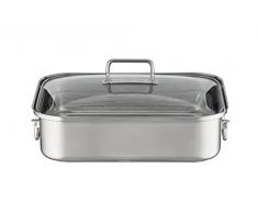 RÃSLE EXPERTISO - Fuente rectangular para asar, asador de alta calidad con tapa de cristal, acero inoxidable 18/10, apta para horno, inducción y lavavajillas