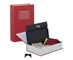 Relaxdays Caja Fuerte Camuflada como Diccionario InglÃ©s con 2 Llaves, Madera, Rojo, 5.5x15.5x24 cm