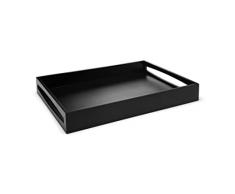 Leopold Vienna - Bandeja de Madera Negra de 47,5 x 35 cm - Bandeja de Desayuno Rectangular con Borde Alto y 2 Asas