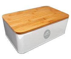 NERTHUS FIH 231 - Panera Metalica con tapa de Madera de Bambu que sirve como Tabla de Corte