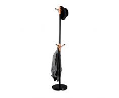 Relaxdays Perchero Pie, Madera, Negro, 175 x 34 x 34 cm