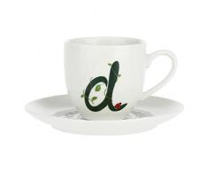 La Porcellana Bianca - Taza de cafÃ© con platillo letra D en caja de regalo - Solotua - DecoraciÃ³n del hogar, tÃ©, cafÃ© y desayuno - Porcelana - 90 cc