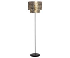 DRW Lampara de pie de Metal Calado en Dorado y Negro 39x155cm, Base 28cm, Pantalla 39x31cm