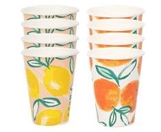 Talking Tables Vasos de papel tropicales de frutas cÃtricas, limón y naranja, paquete de 8 vajilla desechable para fiesta, comedor al aire libre en jardÃn, picnic, barbacoa, CITRUSCUP (taza cÃtrica)