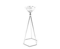 CIAL LAMA Candelabro Decorativo Diamante Cristal Plateado Portavelas Elegante 25 cm