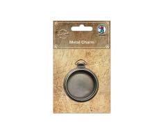Colgante de metal y amuleto con tapa de cristal, en forma de reloj de bolsillo, aspecto vintage, ideal para scrapbooking y diseño de tarjetas, 1 pieza