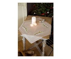 Vervaco de 0150398Â pre-Impreso Cruz Mantel, algodÃ³n, Blanco, 80Â x 80Â x 0,3Â cm