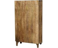 DRW Armario con 2 Puertas de Madera de Mango Color claro76x35x140cm