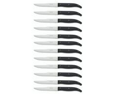 Arcos Serie Cuchillos de Mesa Caja 12 uds Cuchillo Chuletero, Hoja Serrada de Acero Inoxidable NITRUM de 110 mm, Mango Nylon Color negro (12 UDS)