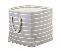 InterDesign Luca - Cubo de tela, para almacenamiento, con manijas; organiza sábanas, almohadas, ropa, toallas - Gris/crema