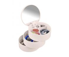 Wenko 22656100 Torre cosmética, 3 compartimentos con espejo, plástico, rosa, diámetro: 13 x 14 cm