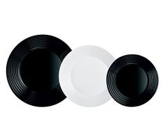 Luminarc Harena N&B Vajilla de 18 Piezas, Blanco Y Negro