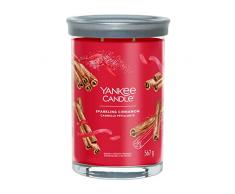 YANKEE CANDLE Signature - Vela aromática, Vela en vaso grande de canela brillante con doble mecha, mezcla de cera de soja de larga duración, regalo perfecto para mujeres, 1630043E