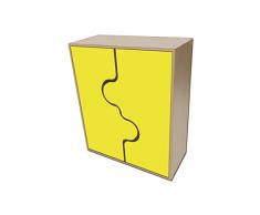 Mobeduc Intermedium armario con puertas de onda, madera, amarillo, 90 x 112 x 40 cm