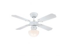 Westinghouse Lighting Portland Ambiance Ventilador de Techo, Acabado en blanco con aspas reversibles en blanco/haya