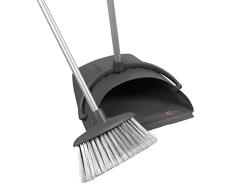Kleeneze KL028114EU7 Juego de Escoba y recogedor, cerdas Suaves deshilachadas para atrapar el Polvo, Formidable en Suelo Duro, limpie fácilmente Suciedad y residuos, Compacto para guardarlo, Gris