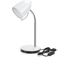 LÃ¡mpara blanca de escritorio, lÃ¡mpara de escritorio retro sin bombilla, flexo para leer, estudiar, flexo de escritorio compatible con bombillas led E27, 240V max, flexo para trabajar, leer y mÃ¡s