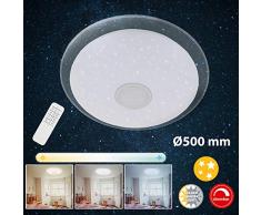 Briloner Leuchten LED Remoto, lámpara de Techo Regulable, Control de Temperatura cromática, 2200 lúmenes, 24 Watt Metal W, Blanco Cromo Ø50 cm