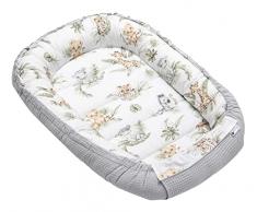 Medi Partners Nido de BebÃ© ReciÃ©n Baby Nest 100% AlgodÃ³n Waffle Protector de Cuna de Viaje BebÃ©s 100x60x15cm Cierre Seguro (Safari con Gris Waffle)