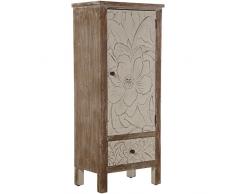 DRW Armario con 1 Puerta y 1 cajón de Madera Abeto y DM repujada 48x30x110cm, 48 x 30 x 110 cm