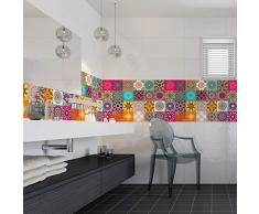 Ambiance Sticker Pegatinas de Azulejos Adhesivos, diseño de Azulejos de Cemento - Decoración de Pared para Cuarto de baño y Cocina - Azulejos de Cemento Adhesivo para Pared - 10 x 10 cm - 24 Unidades