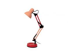 Fisura - LÃ¡mpara escritorio vintage articulada âRalphâ. Flexo escritorio rosa y rojo. Flexo compatible con bombilla E27. Flexo de metal. 14 cm x 14 cm x 57 cmÂ 