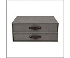 Bigso Box of Sweden Caja con cajones para documentos y material de oficina â Organizador de escritorio con 2 cajones â Organizador de documentos de tablero de fibras y papel con aspecto de lino â gris