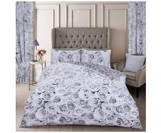 GC GAVENO CAVAILIA Funda de edredón Floral Doble, cálido y Acogedor Juego de Ropa de Cama Reversible, Fundas de Cama cómodas, Gris