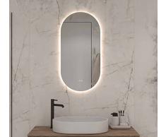 Schaere Espejo de baÃ±o Ovalado con iluminaciÃ³n LED Regulable con Cambio de Color y calefacciÃ³n por Espejo, 45 x 90 cm, Serie 8030