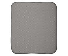 InterDesign iDry Tapete de cocina, alfombrilla escurreplatos grande y gruesa de poliéster y microfibra para un secado rápido, gris estaño/marfil