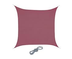 Relaxdays Toldo Vela, 3 x 3 m, Repelente al Agua, Cóncavo, Poliéster, Incluye Cuerdas Tensoras, Cuadrado, Rojo Vino