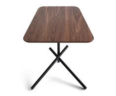 TUONI - Redford - Mesa Auxiliar de Madera de Olmo (Oscuro) con Patas de Metal Lacado en Negro